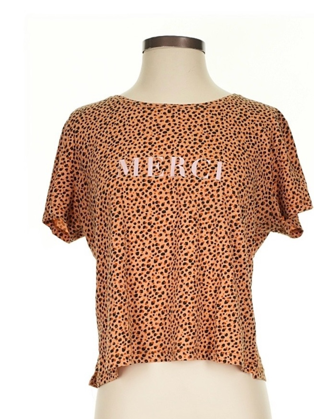 Anthropologie Merci Leopard Print Crop Tee - Tan